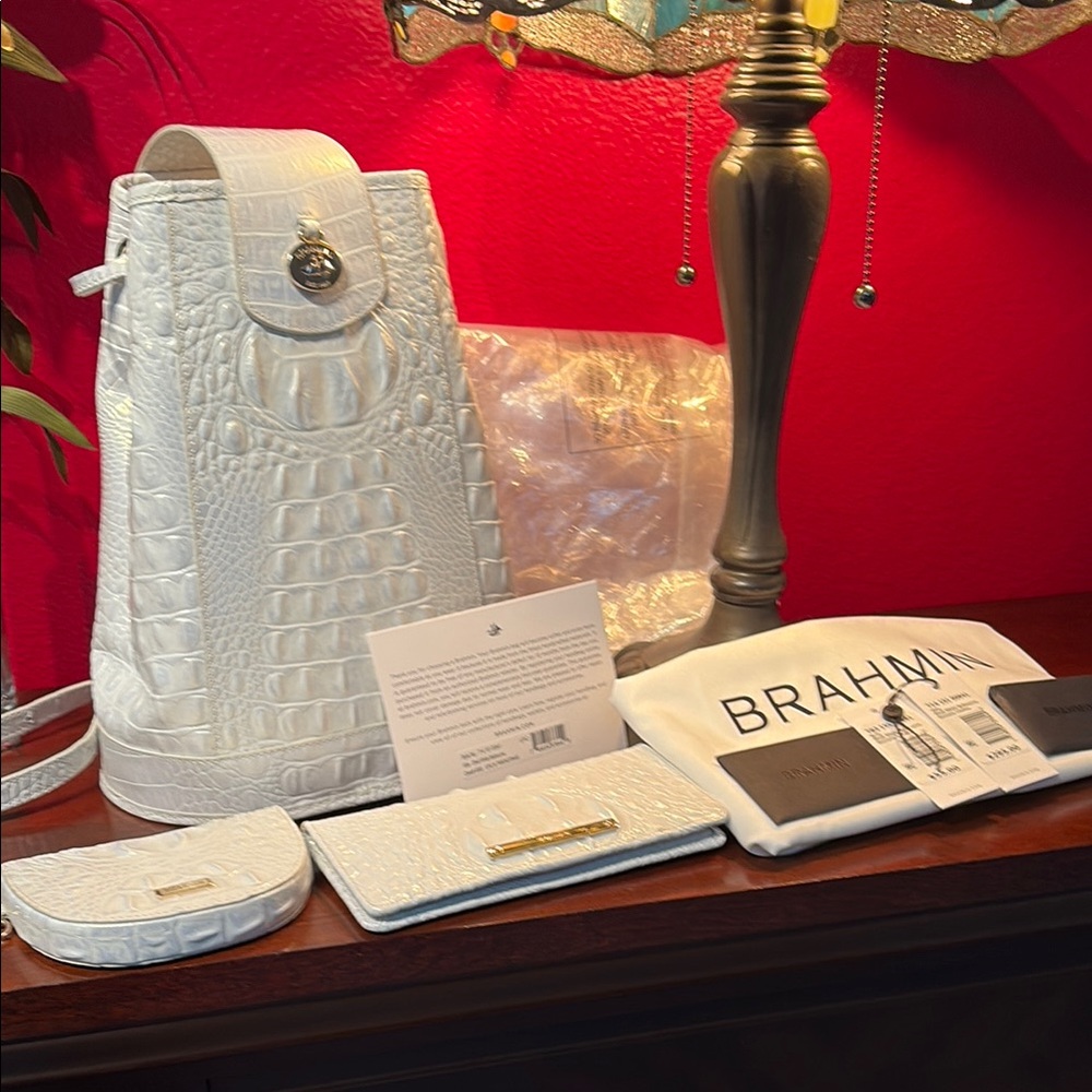 Brahmin Allie Shell white sling bag set
